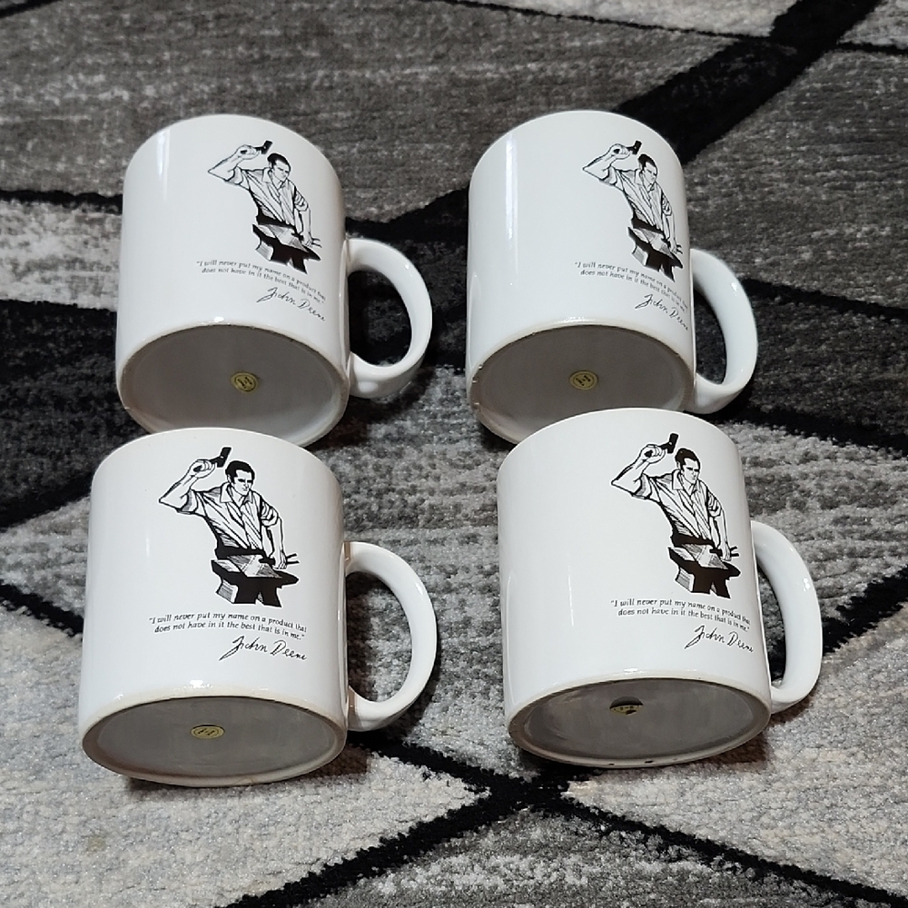 JOHN DEERE 1989 AMERICAN BLACKSMITH ANVIL MANUFACTURER FOUNDER SET-OF-4 MUGS PF